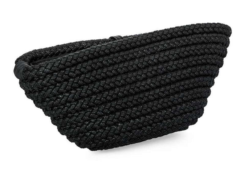 Vintage Yves Saint Laurent YSL Black Braided Rope Coral Shell Clutch Bag