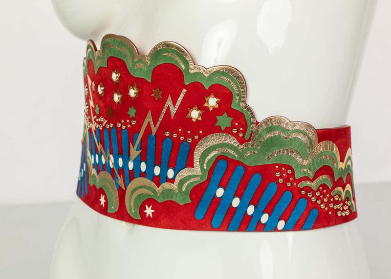 Valentino Red Suede Pop Art Statement Belt, 2016