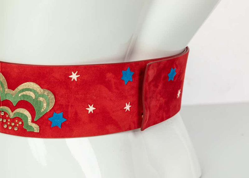 Valentino Red Suede Pop Art Statement Belt, 2016