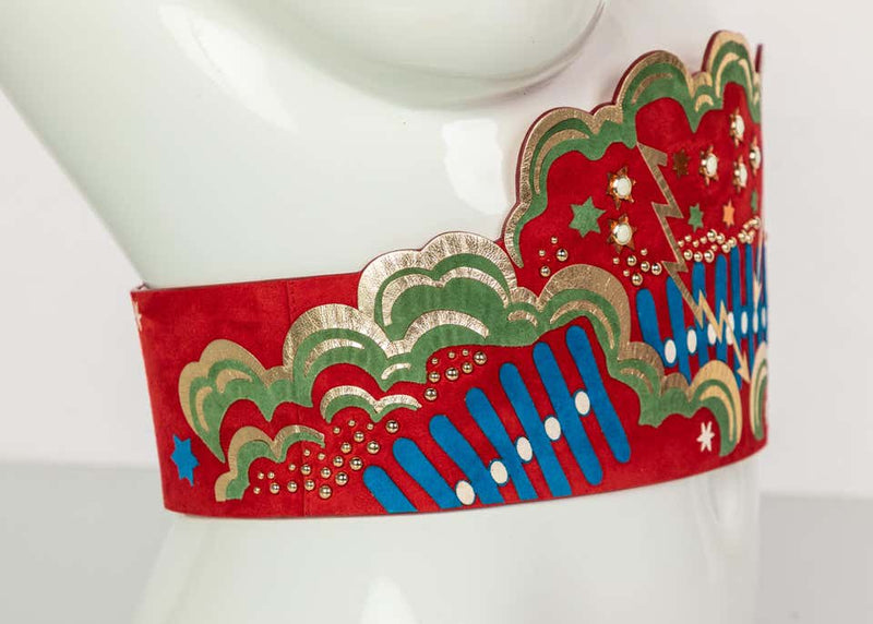 Valentino Red Suede Pop Art Statement Belt, 2016