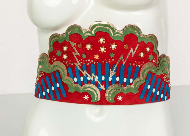 Valentino Red Suede Pop Art Statement Belt, 2016