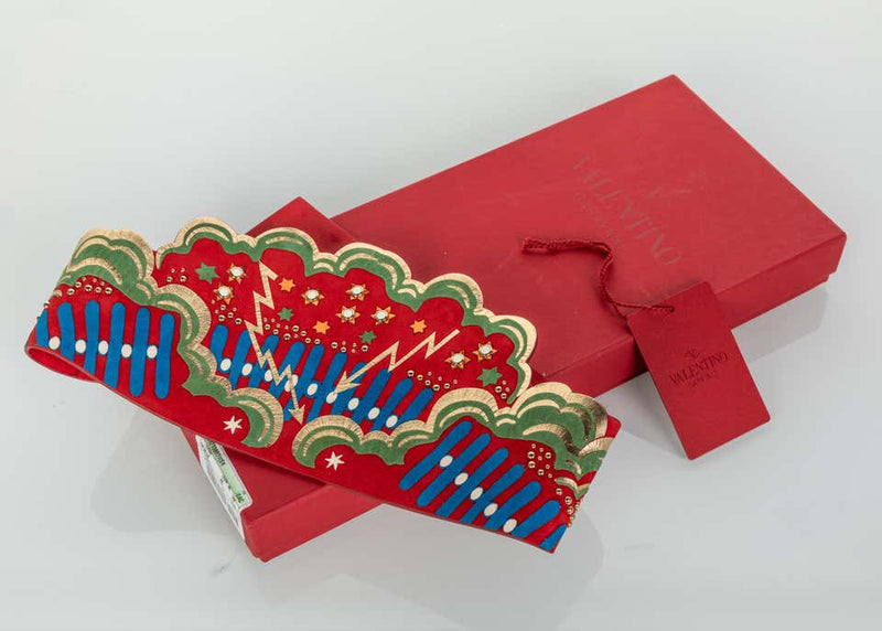 Valentino Red Suede Pop Art Statement Belt, 2016