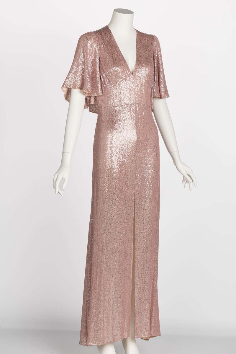 Temperley London Pastel Pink Sequin Satin Cut Out Back Gown, Resort 2017