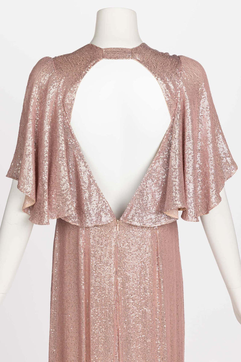 Temperley London Pastel Pink Sequin Satin Cut Out Back Gown, Resort 2017