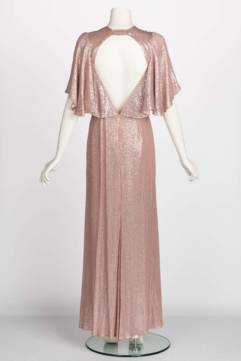 Temperley London Pastel Pink Sequin Satin Cut Out Back Gown, Resort 2017