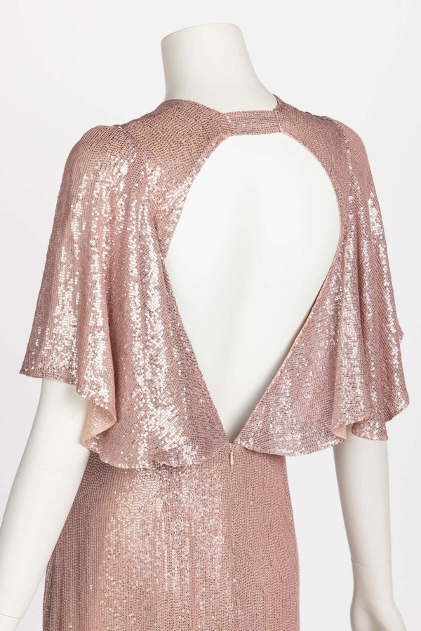 Temperley London Pastel Pink Sequin Satin Cut Out Back Gown, Resort 2017