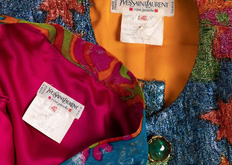 Yves Saint Laurent Silk Brocade Jacket Butterfly Skirt Ensemble Runway, 1989