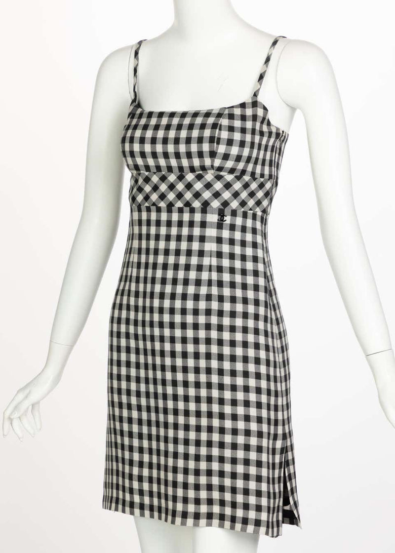 Vintage Chanel Black & White Check Soft Stretch Knit Halter Dress –  Shrimpton Couture