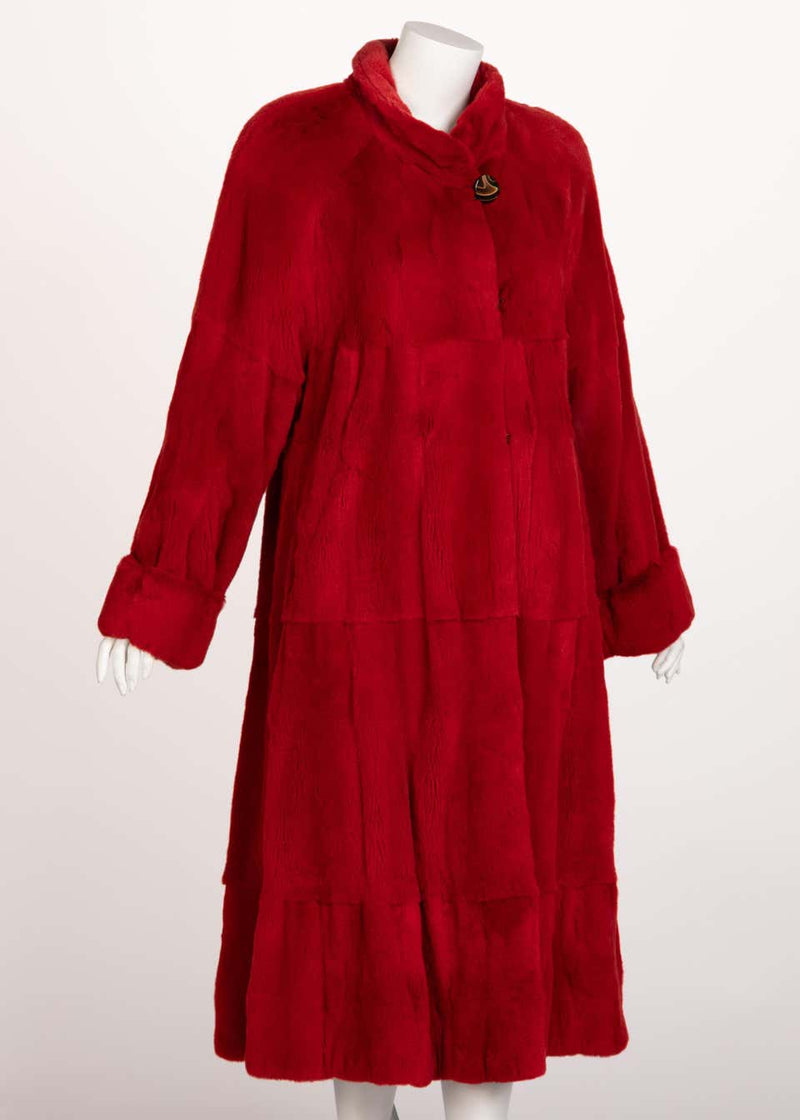 Vintage Red Mink Fur Coat