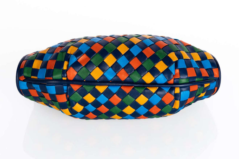 Vintage Bottega Veneta Intrecciato Leather Harlequin Clutch