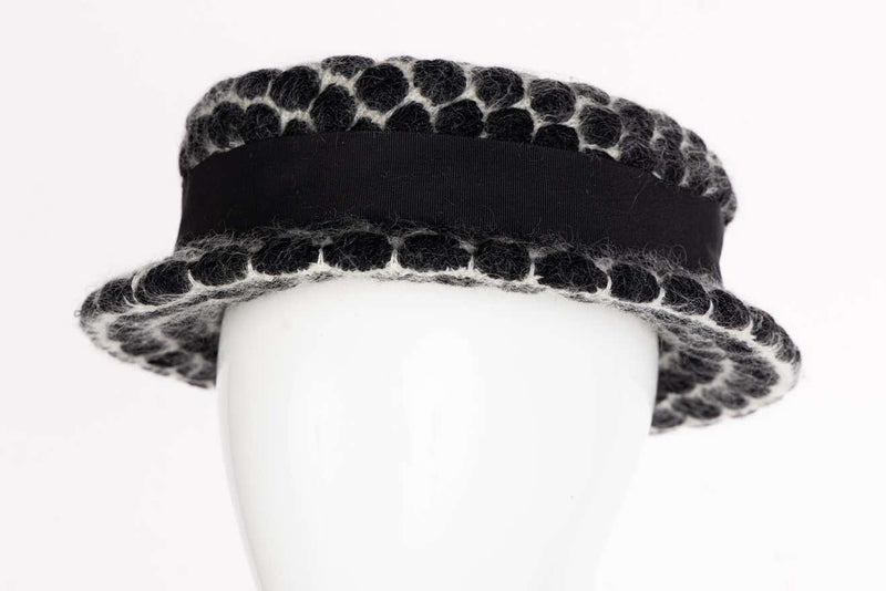 Chanel F/W 2009 Runway Black & White Mohair Bow Hat