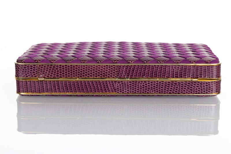 Vintage Bottega Veneta Purple Suede & Lizard Intrecciato Convertible Clutch Bag