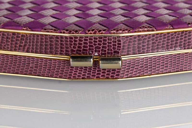 Vintage Bottega Veneta Purple Suede & Lizard Intrecciato Convertible Clutch Bag