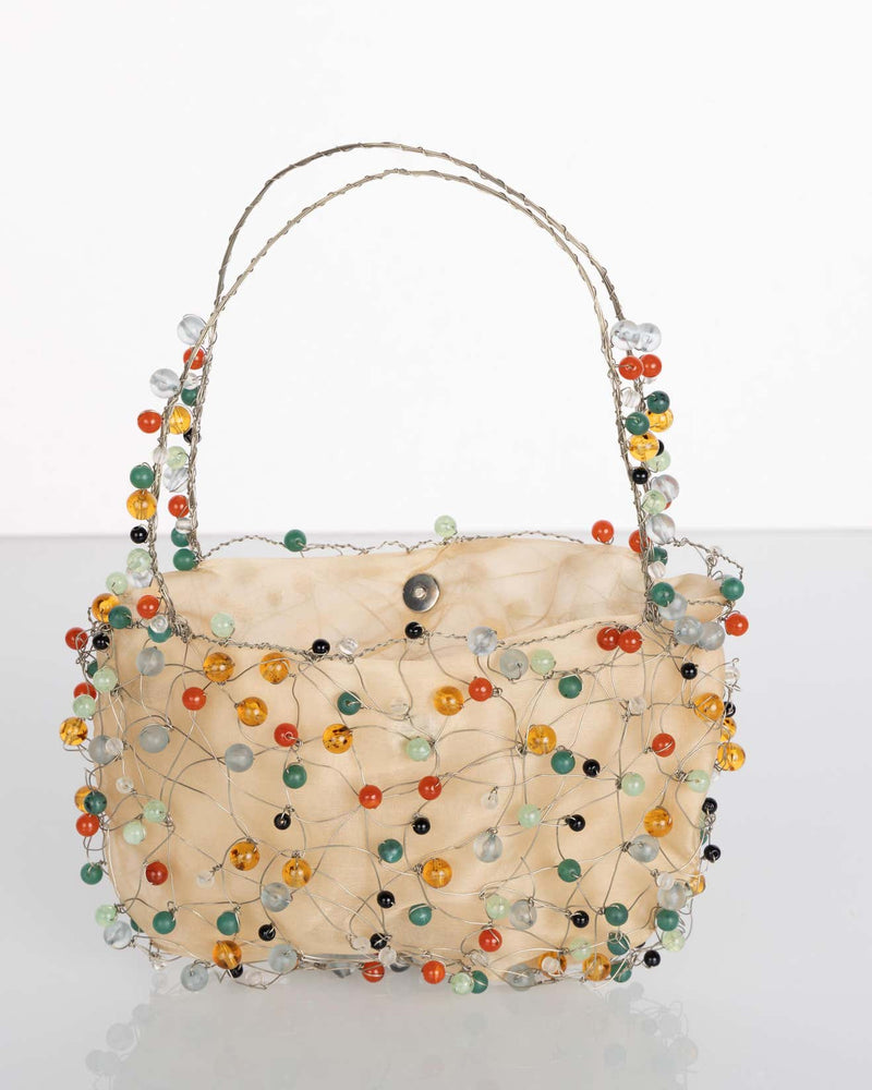 Vintage Bottega Veneta Sculptural Beaded Organza Bag