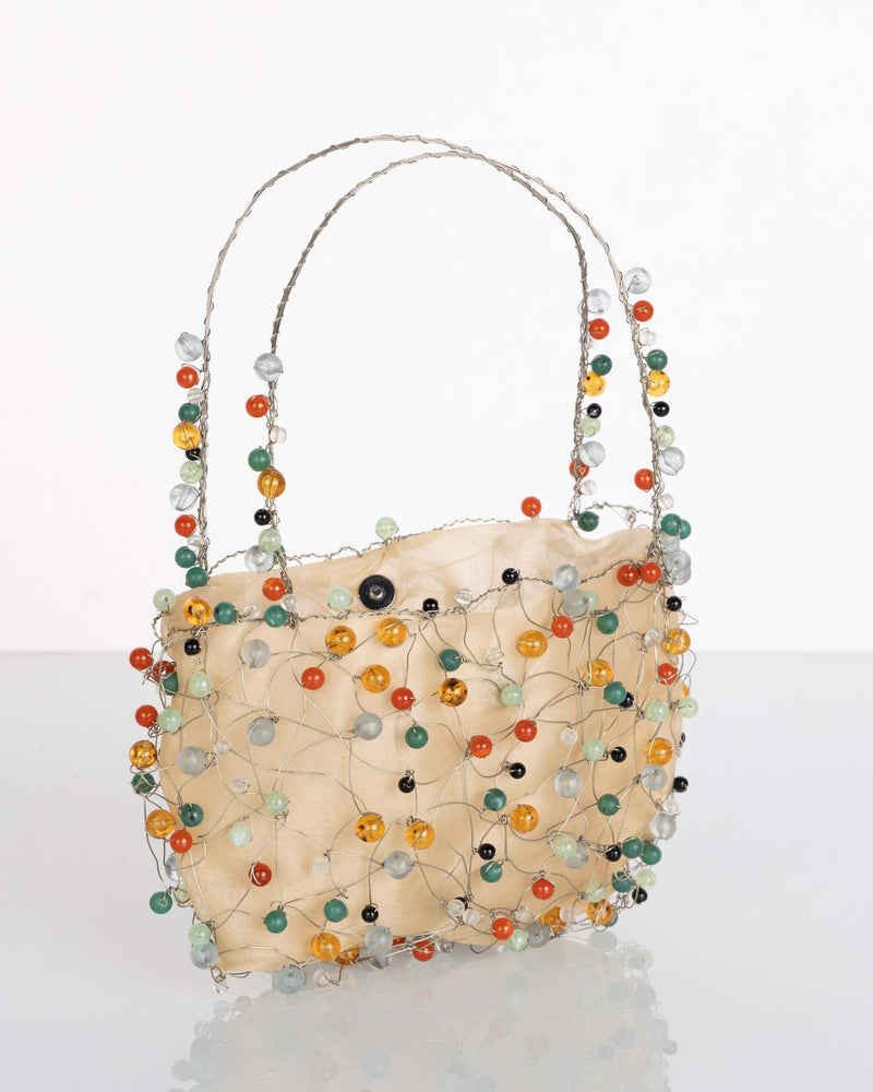 Vintage Bottega Veneta Sculptural Beaded Organza Bag