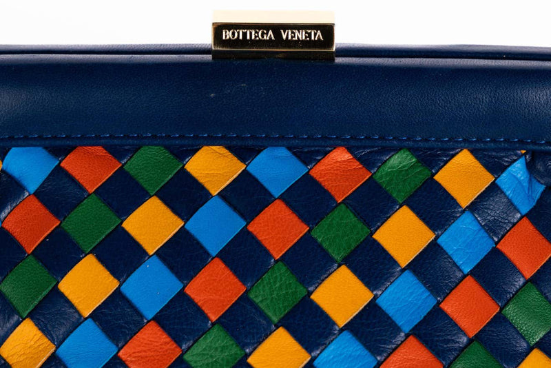 Vintage Bottega Veneta Intrecciato Leather Harlequin Clutch
