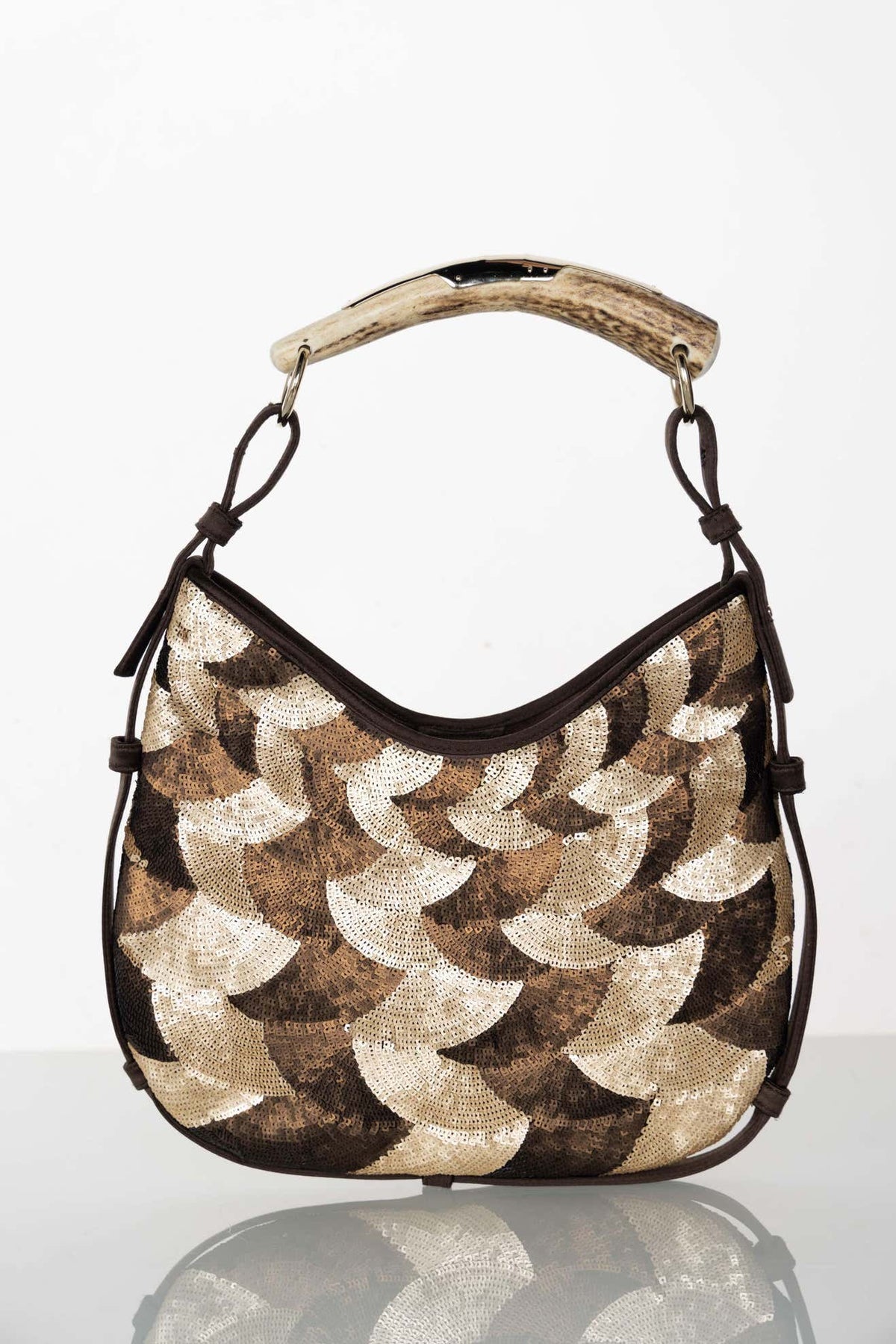 Yves Saint Laurent Gold Bronze Sequin Mombasa Bag YSL New Basha Gold
