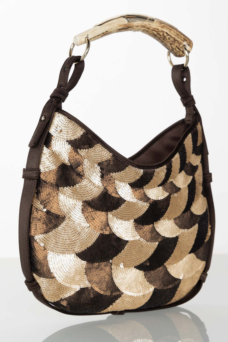 YVES SAINT LAURENT Brown Mombasa Horn Hobo Bag One shoulder bag