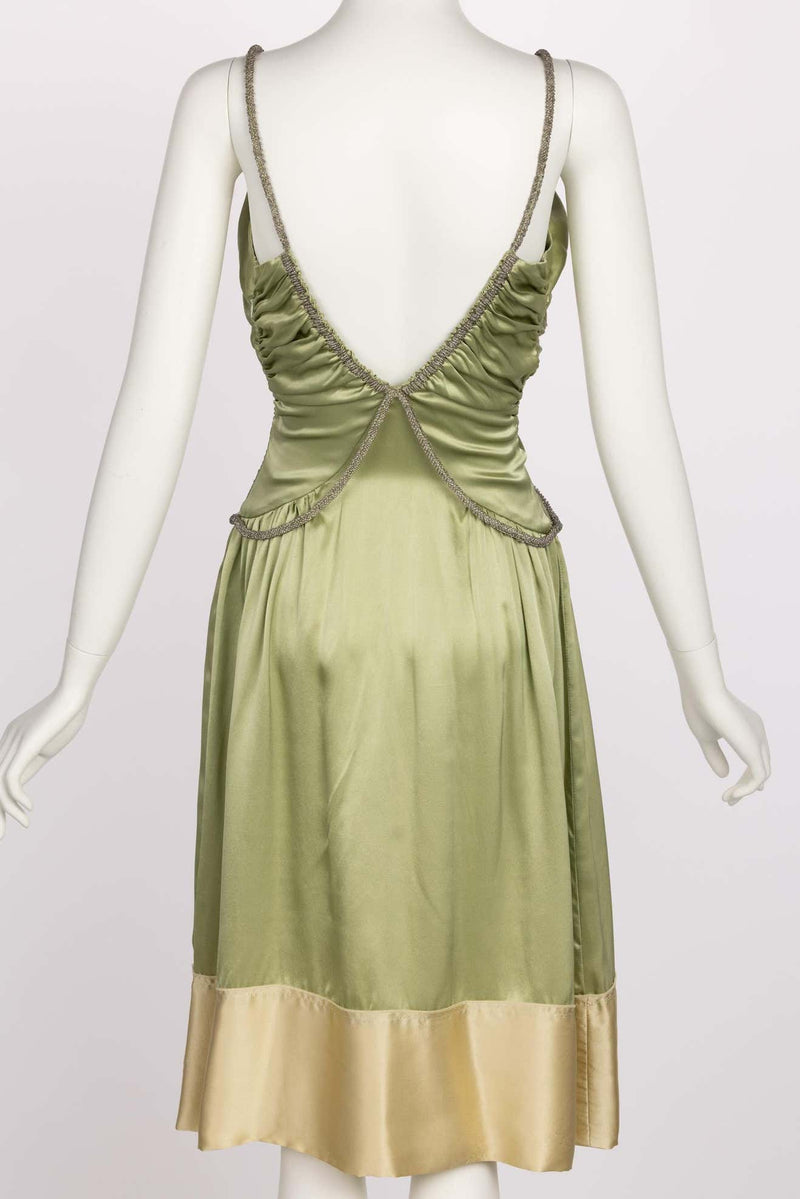 Chloé Phoebe Philo Beaded Straps Plunge Silk Dress Runway Spring 2005