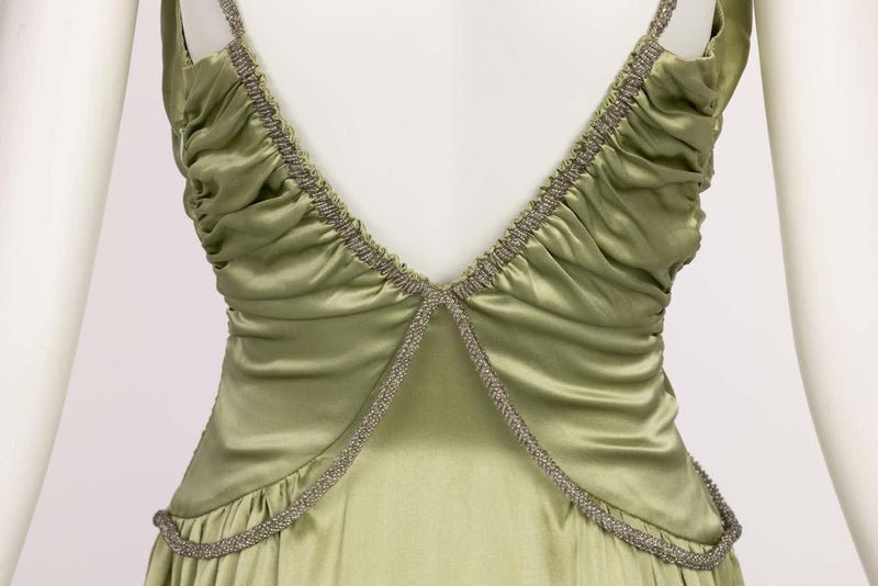 Chloé Phoebe Philo Beaded Straps Plunge Silk Dress Runway Spring 2005