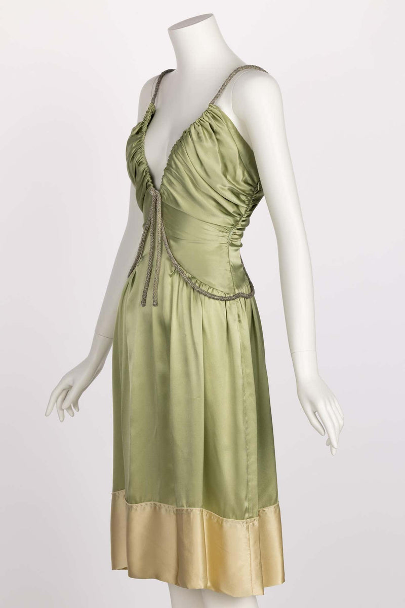 Chloé Phoebe Philo Beaded Straps Plunge Silk Dress Runway Spring 2005