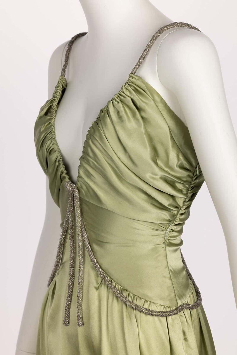 Chloé Phoebe Philo Beaded Straps Plunge Silk Dress Runway