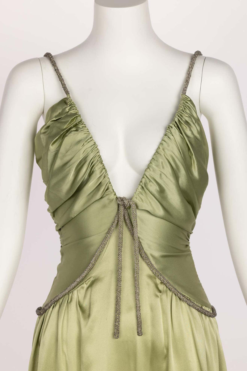 Chloé Phoebe Philo Beaded Straps Plunge Silk Dress Runway Spring 2005
