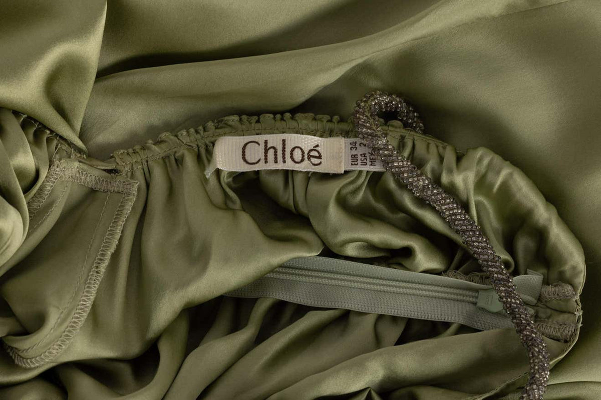 Chloé Phoebe Philo Beaded Straps Plunge Silk Dress Runway
