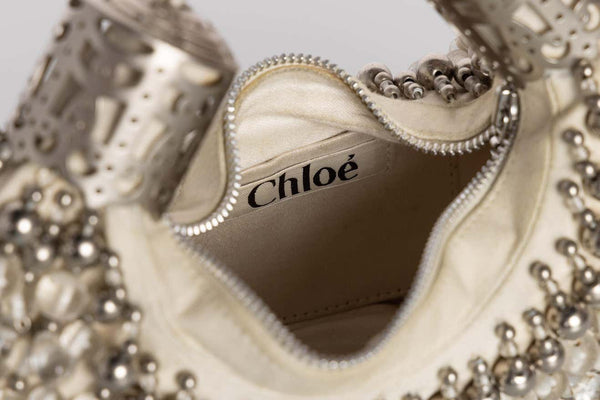 Vintage Chloé Ivory Beaded Bracelet Hobo Bag Early 2000s