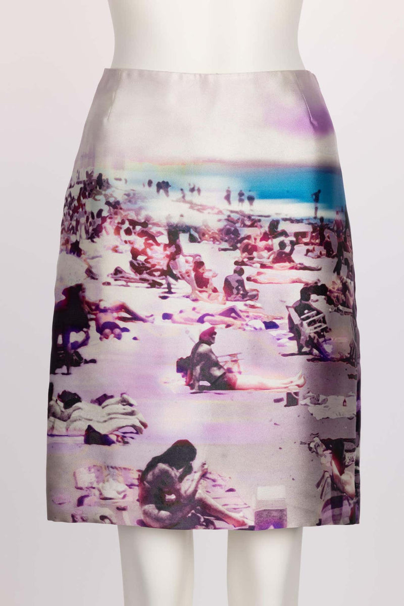 Prada Silk Beach Scene Print Skirt Spring 2010