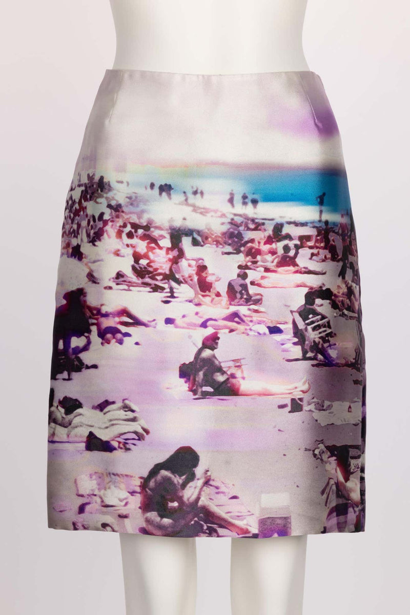 EMILIO PUCCI Purple Blue Single Stem Rose Print Maxi Skit, 1960s