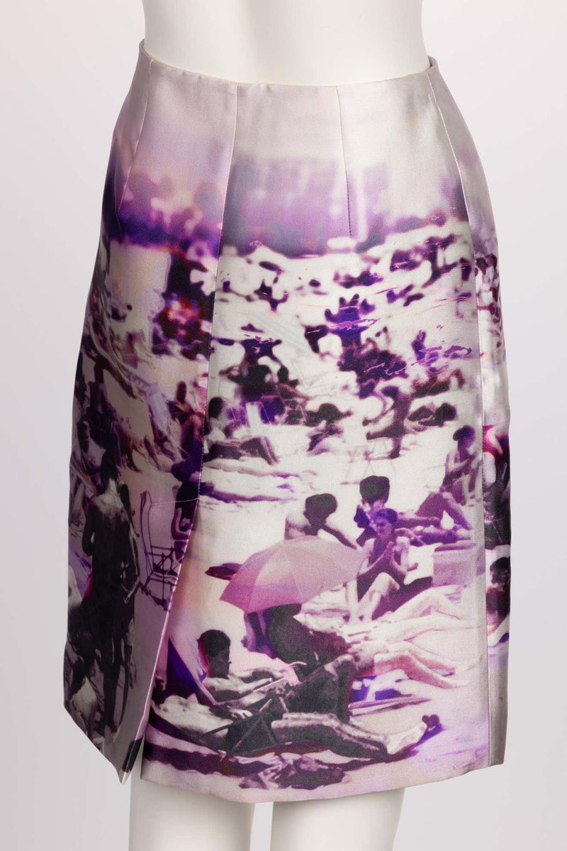 Prada Silk Beach Scene Print Skirt Spring 2010
