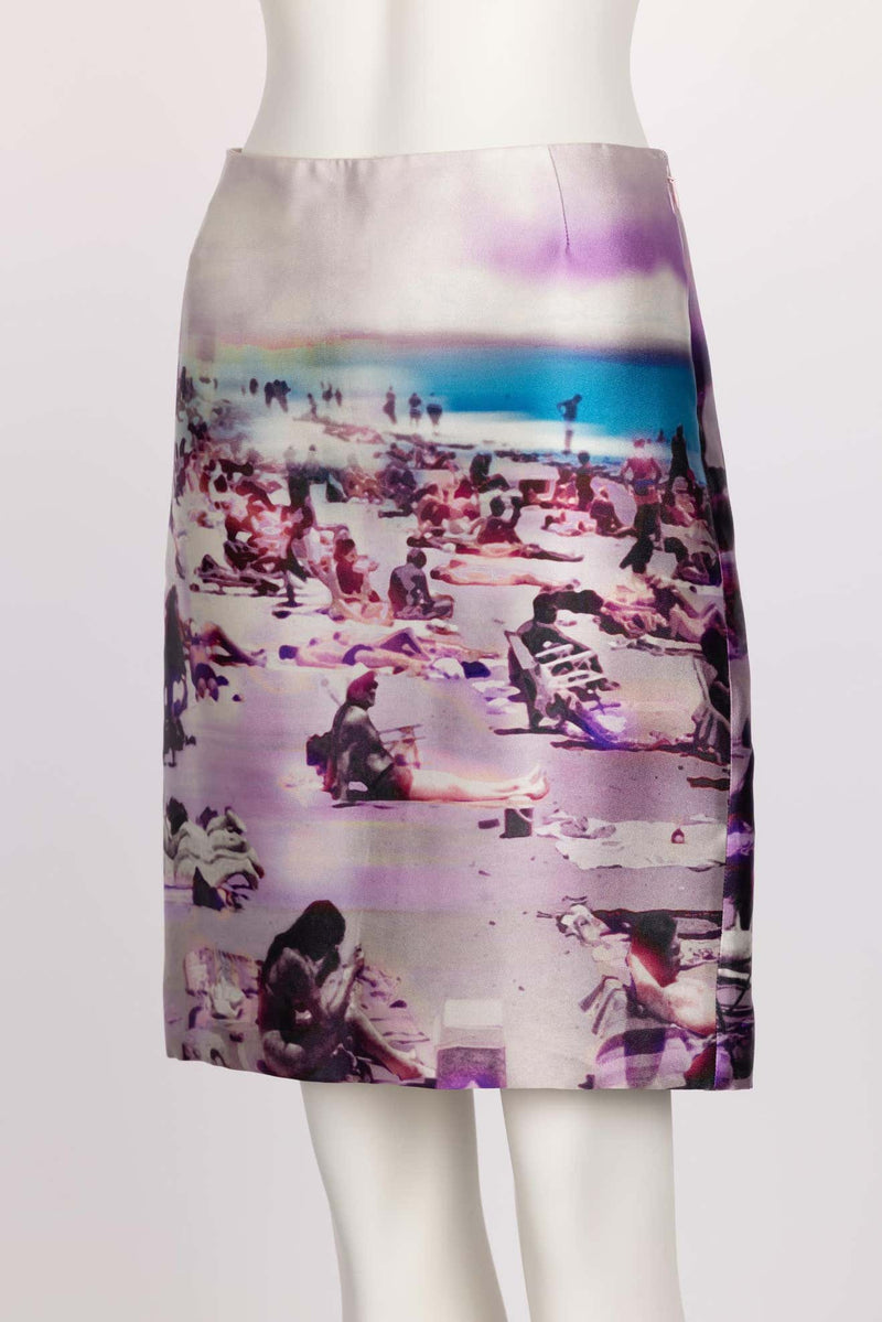 Prada Silk Beach Scene Print Skirt Spring 2010