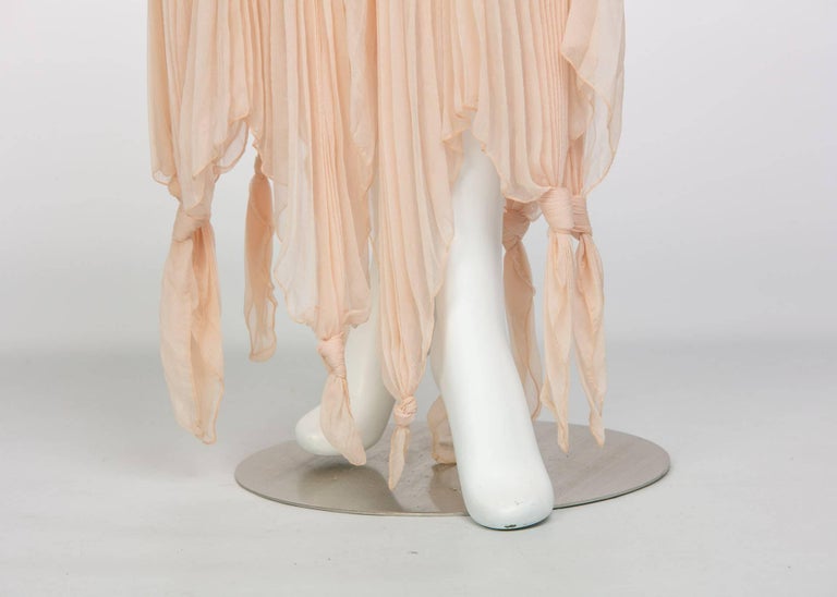 Jean Paul Gaultier Blush Crinkle Silk Chiffon Rib Knit Yoke Skirt, 2000s