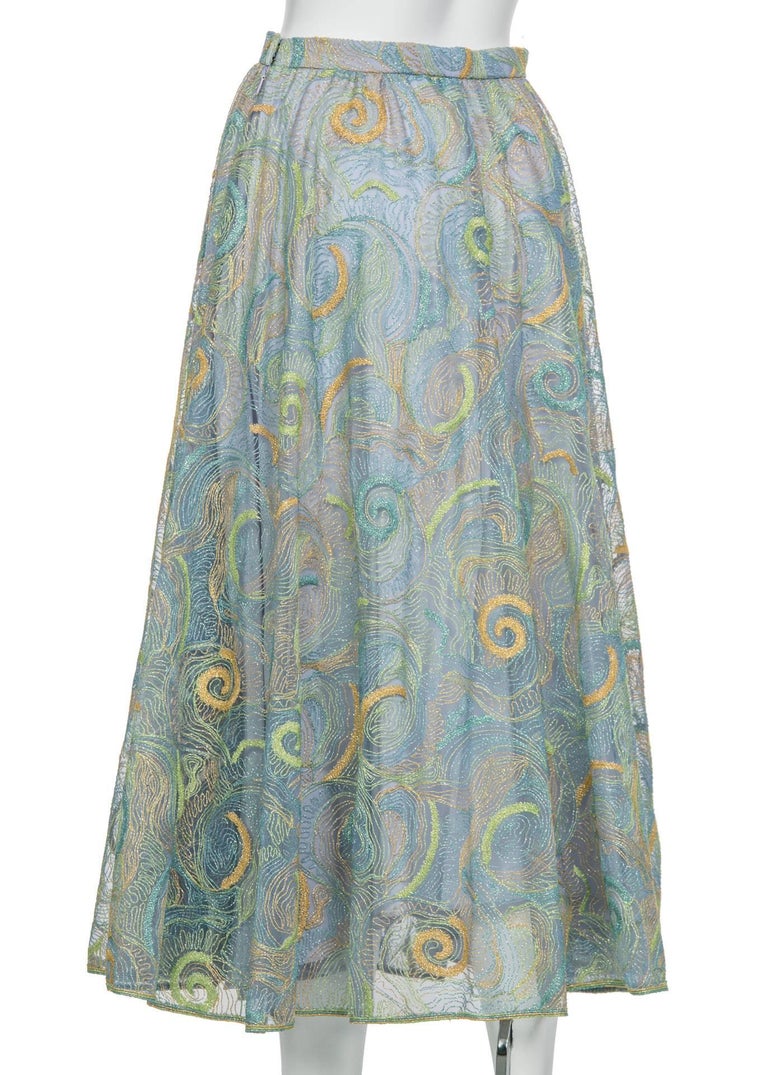 2012 Rodarte Van Gogh Multi-Colored Metallic Embroidered Tulle Circle Skirt