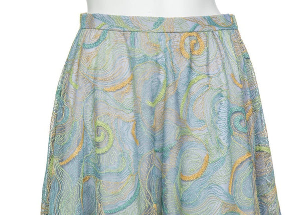 2012 Rodarte Van Gogh Multi-Colored Metallic Embroidered Tulle Circle Skirt