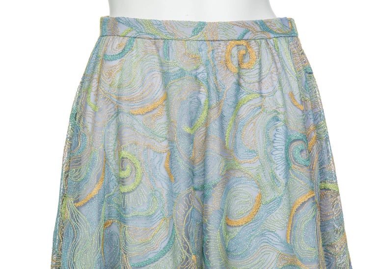 2012 Rodarte Van Gogh Multi-Colored Metallic Embroidered Tulle Circle Skirt