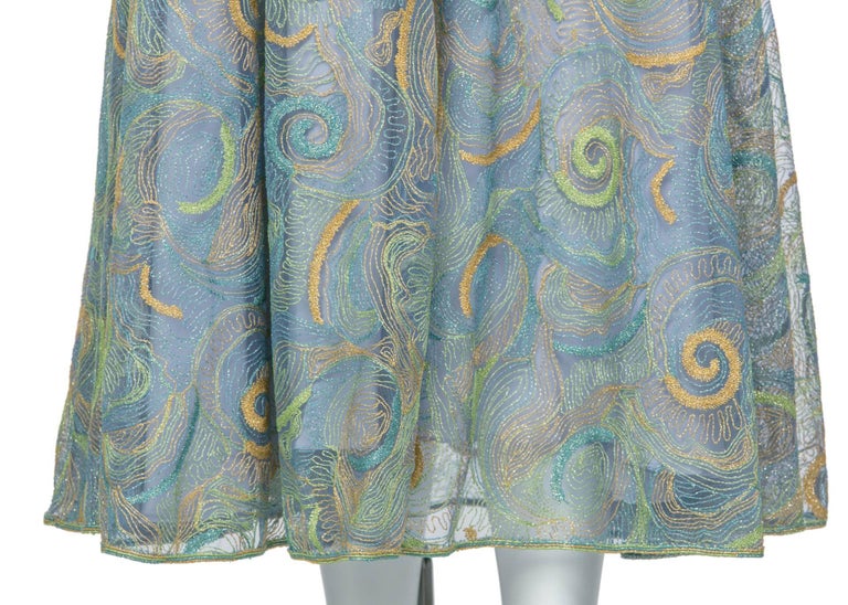 2012 Rodarte Van Gogh Multi-Colored Metallic Embroidered Tulle Circle Skirt