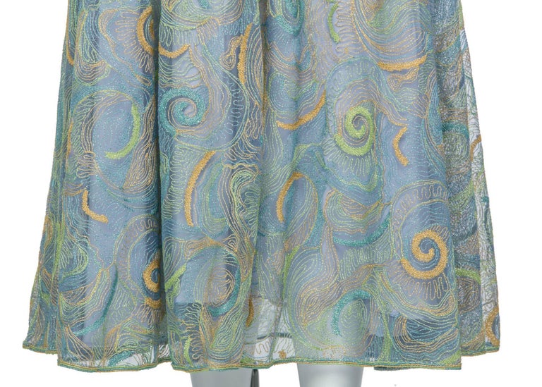 2012 Rodarte Van Gogh Multi-Colored Metallic Embroidered Tulle Circle Skirt
