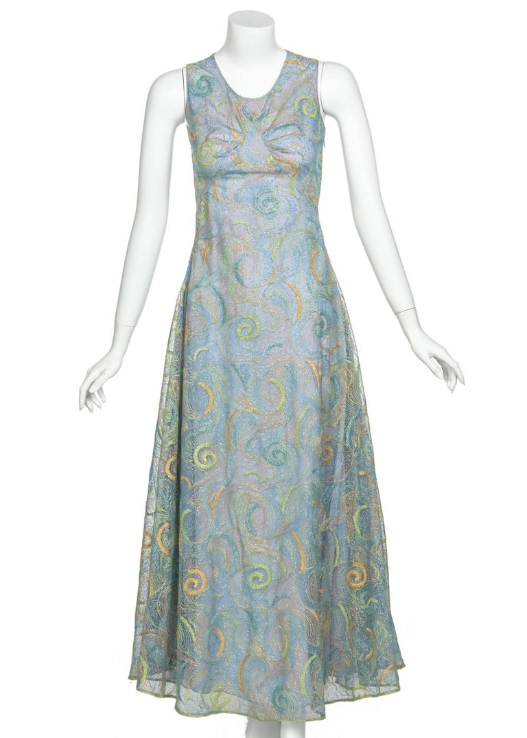 2012 Rodarte Van Gogh Multicolored Metallic Embroidered Tulle Dress