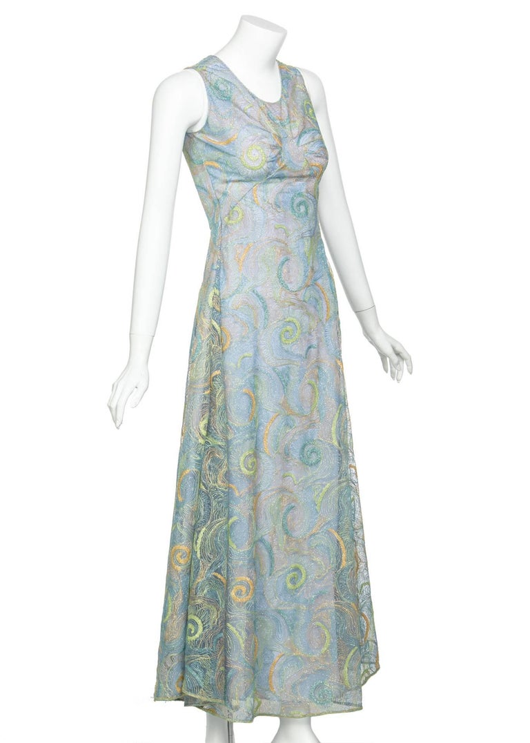 2012 Rodarte Van Gogh Multicolored Metallic Embroidered Tulle Dress