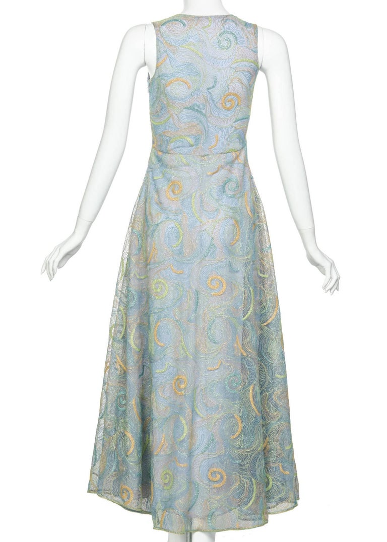 2012 Rodarte Van Gogh Multicolored Metallic Embroidered Tulle Dress