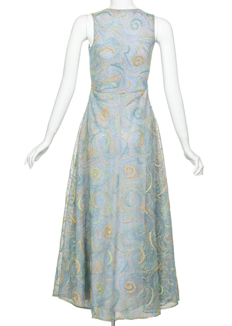 2012 Rodarte Van Gogh Multicolored Metallic Embroidered Tulle Dress