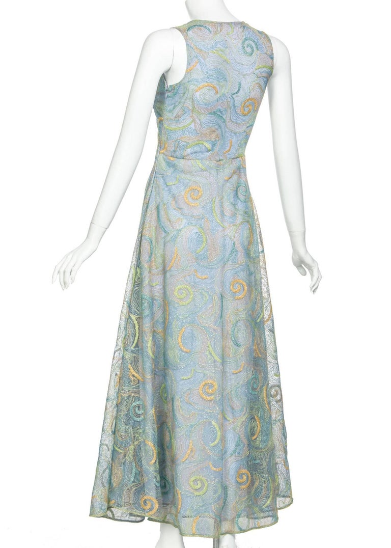 2012 Rodarte Van Gogh Multicolored Metallic Embroidered Tulle Dress
