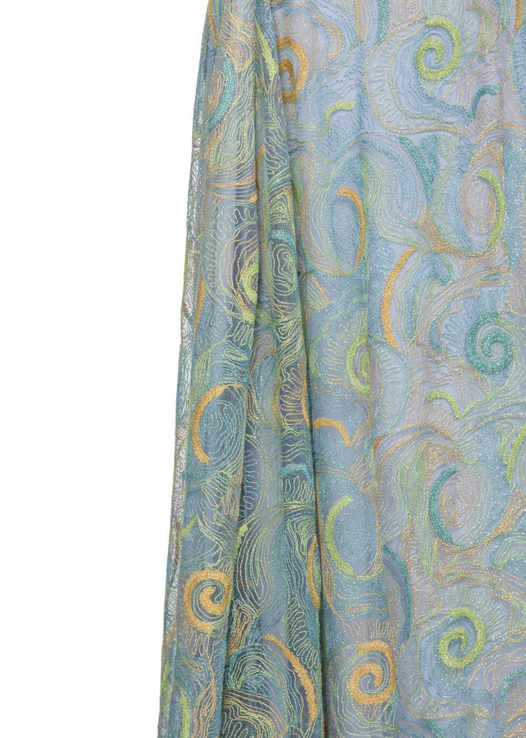2012 Rodarte Van Gogh Multicolored Metallic Embroidered Tulle Dress