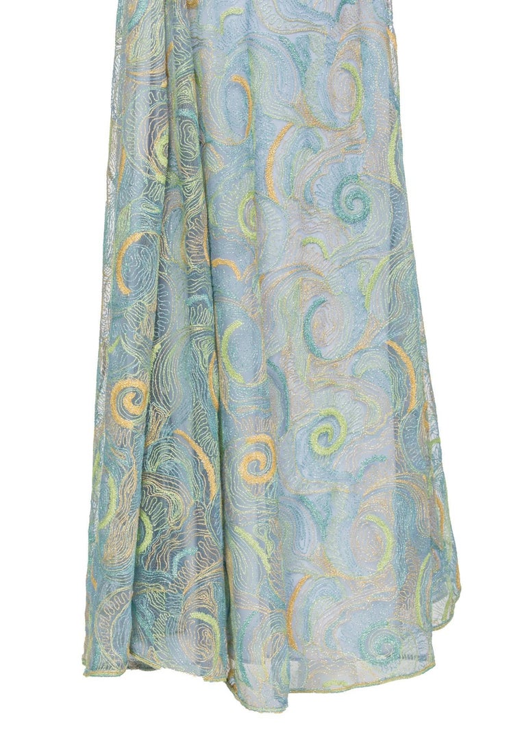 2012 Rodarte Van Gogh Multicolored Metallic Embroidered Tulle Dress