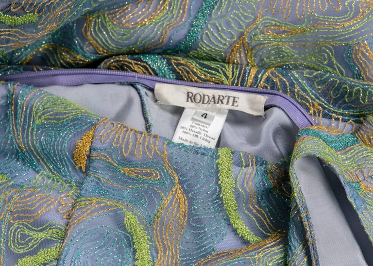 2012 Rodarte Van Gogh Multicolored Metallic Embroidered Tulle Dress