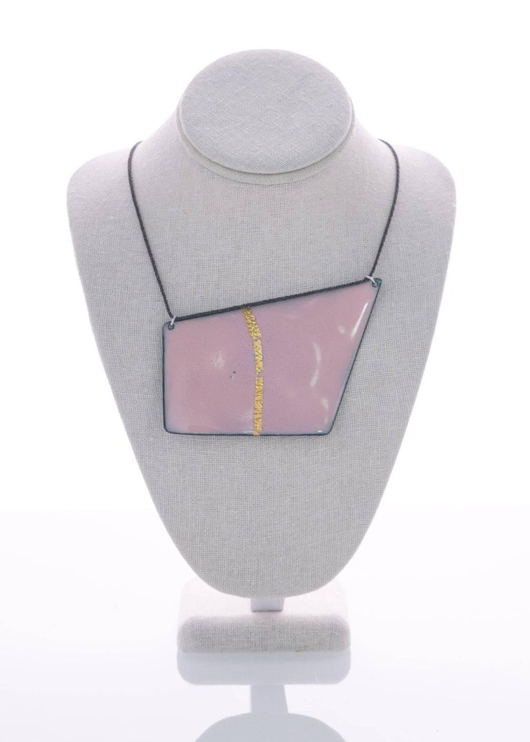 Michel McNabb for Basha Gold Reversible Blue and Pink Quadrilateral Necklace