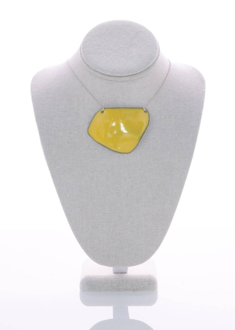 Michel McNabb for Basha Gold Limoncello Enamel Pendant Silver Chain Necklace