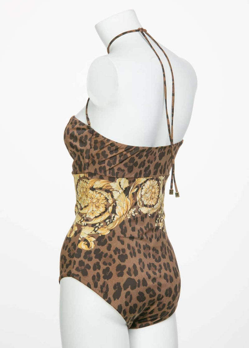 Versace Animalier Barocco Print Swimsuit & Cover Up Top